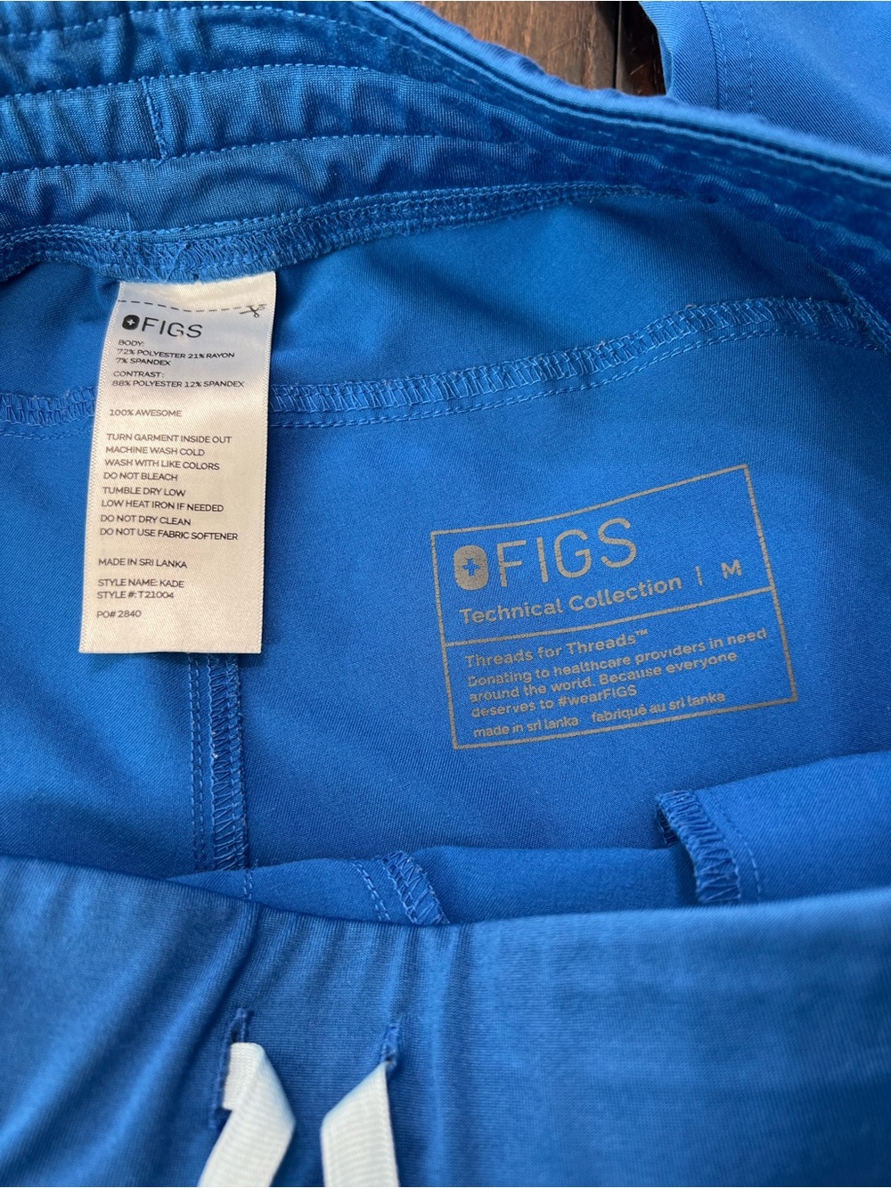 Figs Women's Royal Blue Solid Straight Leg Scrub Pants Size Med Drawstring - Picture 9 of 11